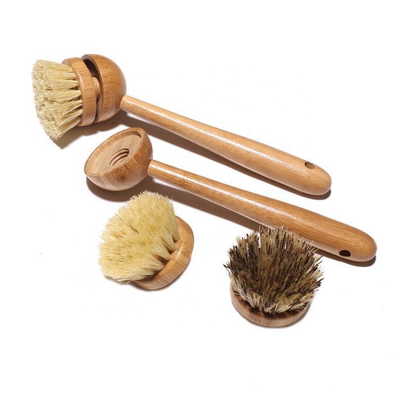 Natural Kitchen Cleaning Brush Set. Eco-Friendly Wooden Brush Set for Cleaning  Kitchen Dishes, pots & Pans. Wooden Dish Brush, Pot Brush & Bottle Cleaner.  Made of Beech Wood & Natural bristles